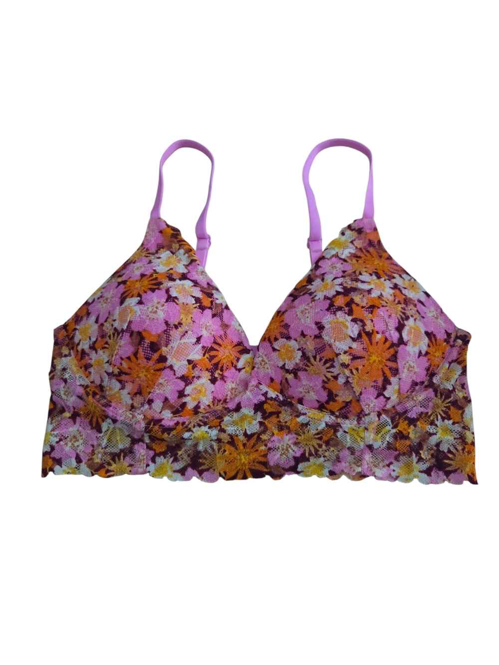 PINK Victoria's Secret Floral Lace Bralette in Purple, Pink & Orange